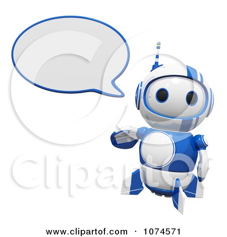 Clipart Cute 3d Blueberry Robot Talking - Royalty Free CGI Illustration by Leo Blanchette
