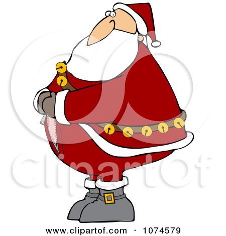 Clipart Santa Trying To Zip Up His Suit - Royalty Free Vector Illustration by djart