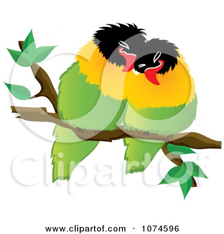 Clipart Two Love Birds Perched On A Branch 3 - Royalty Free Vector Illustration by Pams Clipart