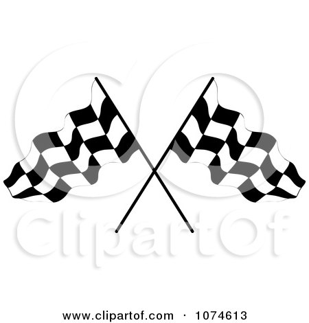 Clipart Two Crossed Checkered Racing Flags 1 - Royalty Free Vector Illustration by Pams Clipart
