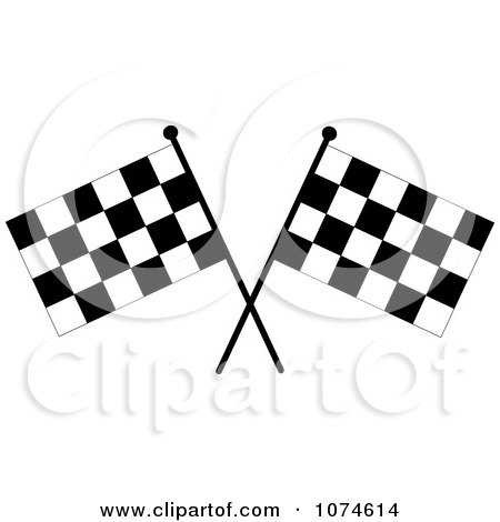Clipart Two Crossed Checkered Racing Flags 2 - Royalty Free Vector Illustration by Pams Clipart