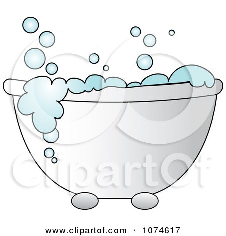 Clipart Tub With Sudsy Blue Bubble Bath 1 - Royalty Free Vector Illustration by Pams Clipart