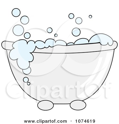 Clipart Tub With Sudsy Blue Bubble Bath 2 - Royalty Free Vector Illustration by Pams Clipart