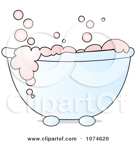 Clipart Tub With Sudsy Pink Bubble Bath - Royalty Free Vector Illustration by Pams Clipart