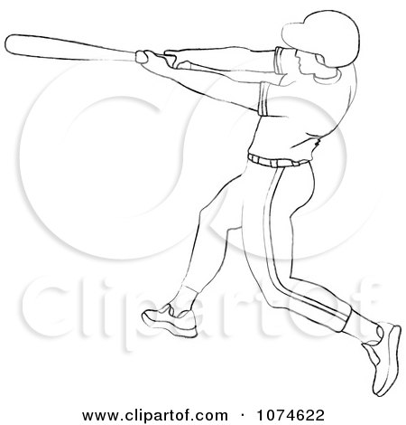 Clipart Outlined Baseball Batter - Royalty Free Vector Illustration by Pams Clipart