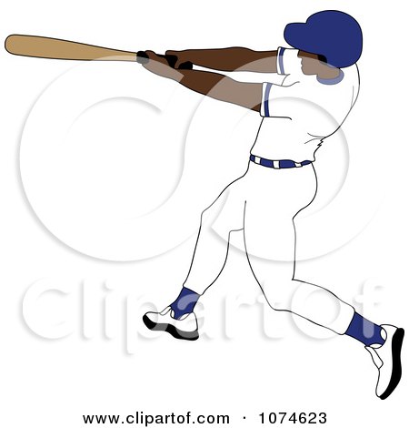 Clipart Baseball Batter Black Man In A Blue Helmet - Royalty Free Vector Illustration by Pams Clipart