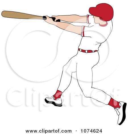 Clipart Baseball Batter Caucasian Man In A Red Helmet - Royalty Free Vector Illustration by Pams Clipart