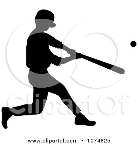 Clipart Silhouetted Baseball Player Batting - Royalty Free Vector Illustration by Pams Clipart