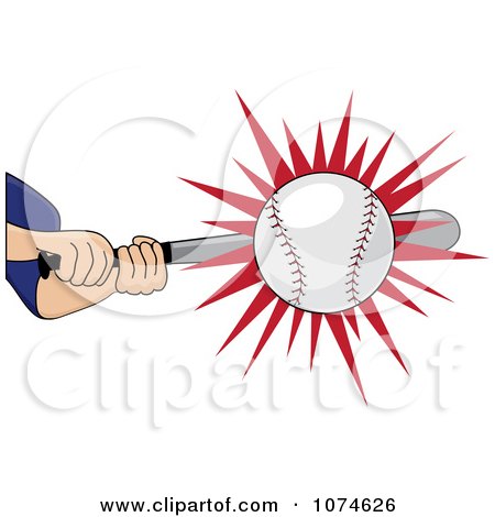 Clipart Baseball Batter Whacking A Ball - Royalty Free Vector Illustration by Pams Clipart