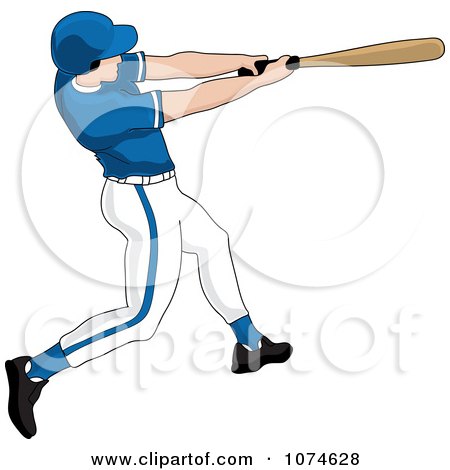 Clipart Baseball Batter Caucasian Man In A Blue Helmet - Royalty Free Vector Illustration by Pams Clipart