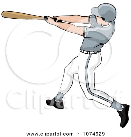 Clipart Baseball Batter Caucasian Man In A Gray Helmet - Royalty Free Vector Illustration by Pams Clipart