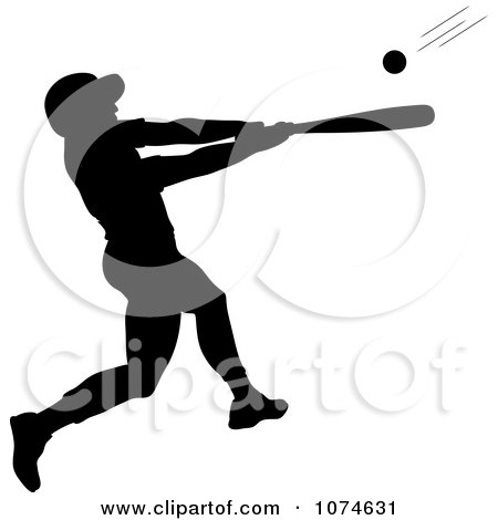 Clipart Black Silhouetted Baseball Batter - Royalty Free Vector Illustration by Pams Clipart
