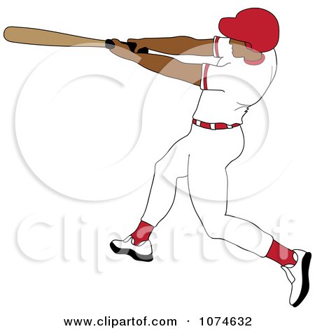 Clipart Baseball Batter Hispanic Man In A Red Helmet - Royalty Free Vector Illustration by Pams Clipart