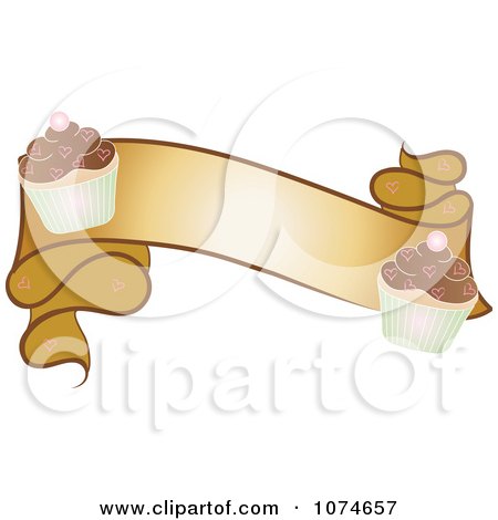 Clipart Golden Cupcake Banner - Royalty Free Vector Illustration by Pams Clipart