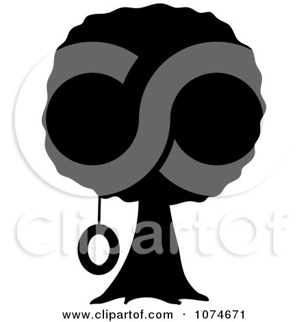 Clipart Tire Swing Hanging From A Silhouetted Tree - Royalty Free Vector Illustration by Pams Clipart