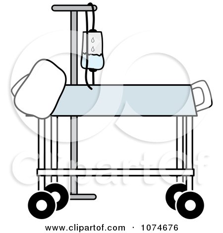 Clipart Hospital Gurney And IV Stand - Royalty Free Vector Illustration by Pams Clipart