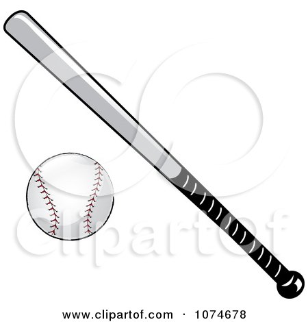 Clipart Metal Baseball Bat And Ball - Royalty Free Vector Illustration by Pams Clipart