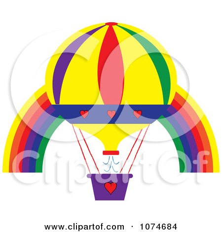 Clipart Hot Air Balloon And Rainbow Arch 1 - Royalty Free Vector Illustration by Pams Clipart