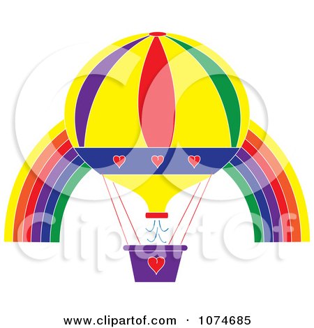 Clipart Hot Air Balloon And Rainbow Arch 2 - Royalty Free Vector Illustration by Pams Clipart