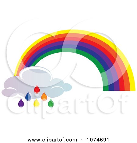 Clipart Rainbow Arch And Colorful Rain Drop Cloud - Royalty Free Vector Illustration by Pams Clipart