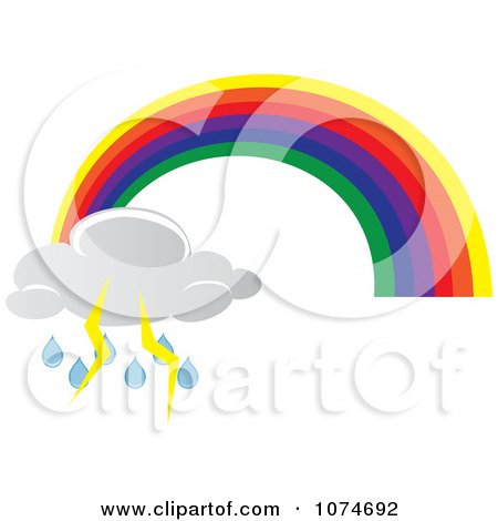 Clipart Rainbow Arch And Electric Rain Storm Cloud - Royalty Free Vector Illustration by Pams Clipart