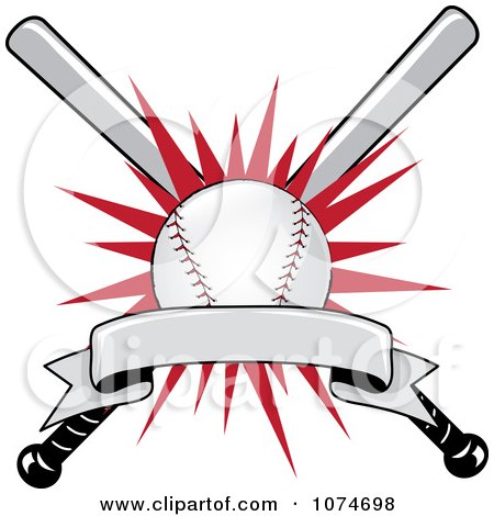 Clipart Baseball Bat And Ball Logo 1 - Royalty Free Vector Illustration by Pams Clipart
