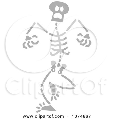 Clipart Gray Angry Skeleton - Royalty Free Vector Illustration by Zooco
