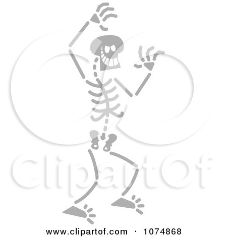 Clipart Gray Skeleton Holding Up His Arms - Royalty Free Vector Illustration by Zooco