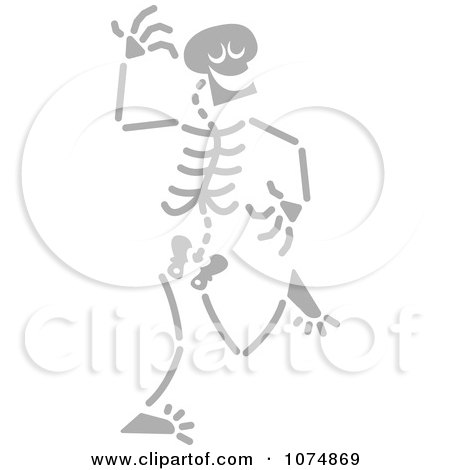 Clipart Gray Skeleton Dancing - Royalty Free Vector Illustration by Zooco