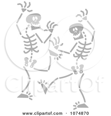Clipart Gray Skeletons Dancing - Royalty Free Vector Illustration by Zooco