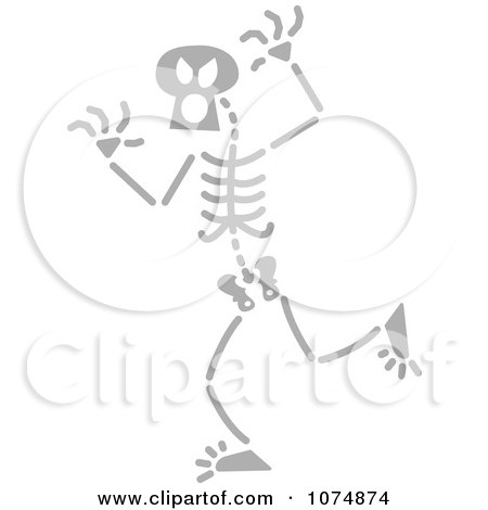 Clipart Gray Skeleton Being Scary - Royalty Free Vector Illustration by Zooco