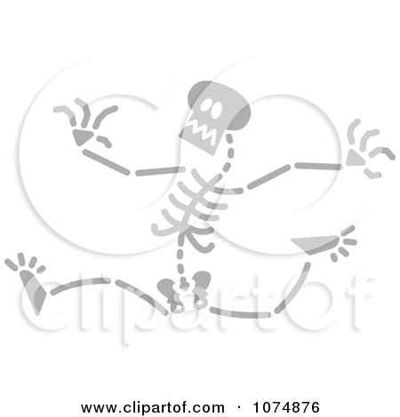 Clipart Gray Skeleton Running - Royalty Free Vector Illustration by Zooco