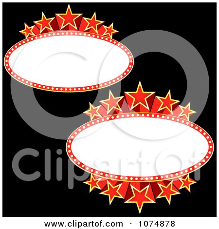 Clipart Oval Starry Movie Banners With Copyspace - Royalty Free Vector Illustration by dero