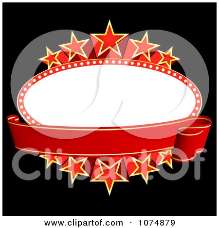 Clipart Oval Starry Movie Banner With Copyspace - Royalty Free Vector Illustration by dero