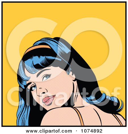 Clipart Retro Pop Art Woman Looking Back Over Her Shoulder - Royalty Free Vector Illustration by brushingup