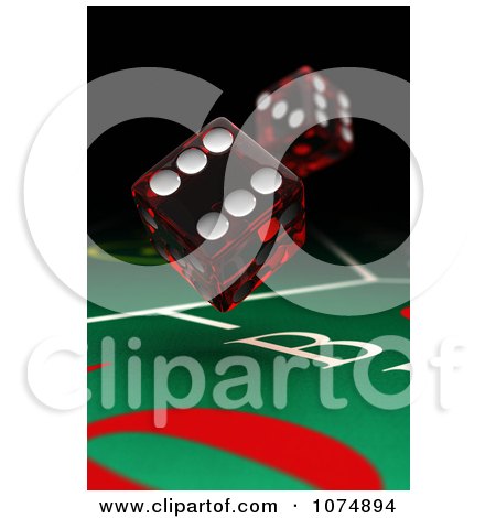 Clipart 3d Dice Over A Craps Table In A Casino - Royalty Free CGI Illustration by stockillustrations