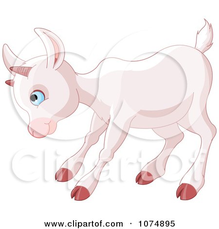 Clipart Cute Baby Goat Playing - Royalty Free Vector Illustration by Pushkin