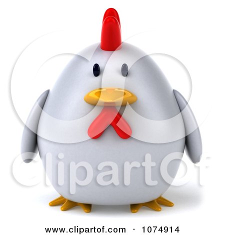 Clipart 3d Chubby White Chicken - Royalty Free CGI Illustration by Julos