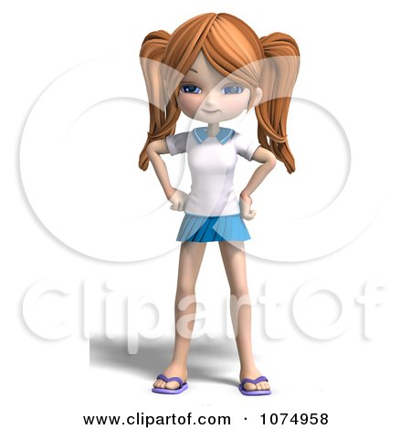 Clipart 3d Teenage Private School Girl With Her Hands On Her Hips - Royalty Free CGI Illustration by Ralf61
