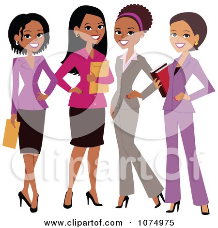 Clipart Group Of Four Professional Multi Ethnic Businesswomen - Royalty Free Vector Illustration by Monica