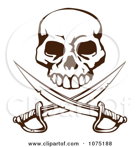 Clipart Pirate Skull Over Crossed Swords - Royalty Free Vector Illustration by AtStockIllustration