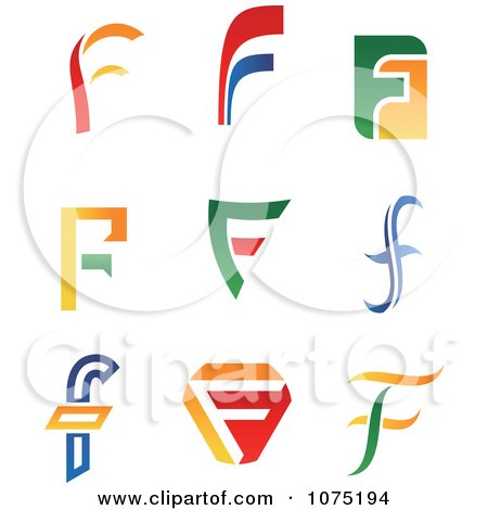 Clipart Colorful Abstract Letter F Logos - Royalty Free Vector Illustration by Vector Tradition SM
