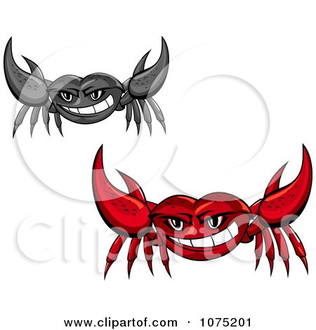 Clipart Gray And Red Grinning Crabs - Royalty Free Vector Illustration by Vector Tradition SM