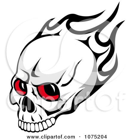 Clipart Red Eyed Skull And Black Flames - Royalty Free Vector Illustration by Vector Tradition SM