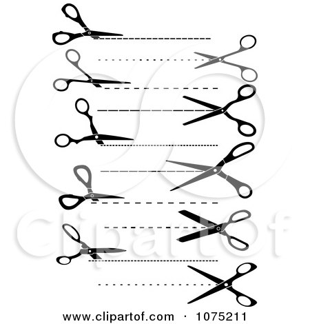 Clipart Black And White Cut Here Coupon Cutting Scissor Guides - Royalty Free Vector Illustration by Vector Tradition SM