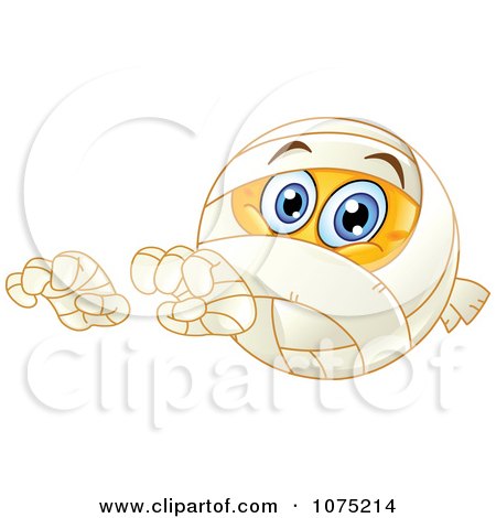 Clipart Halloween Emoticon Mummy Reaching To The Side - Royalty Free Vector Illustration by yayayoyo