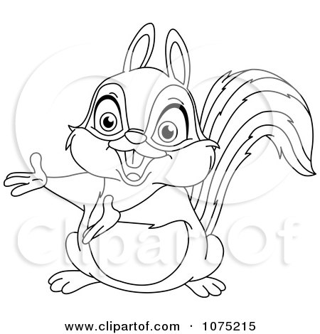 Clipart Outlined Squirrel Presenting - Royalty Free Vector Illustration by yayayoyo