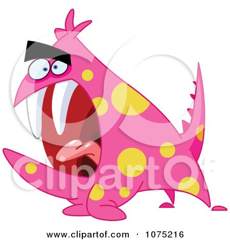 Clipart Pink Screaming Monster - Royalty Free Vector Illustration by yayayoyo