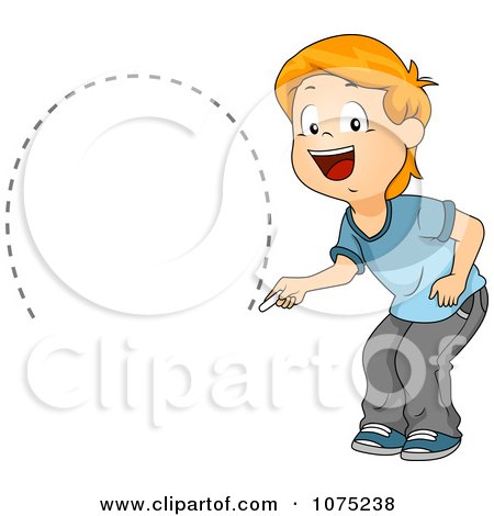 Clipart School Boy Drawing A Semi Circle - Royalty Free Vector Illustration by BNP Design Studio