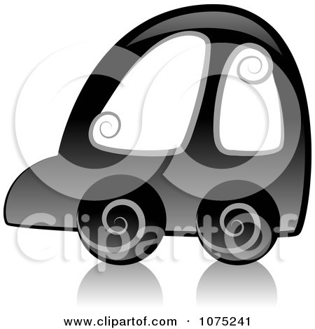 Clipart Black Swirly Car Icon And Reflection - Royalty Free Vector Illustration by BNP Design Studio